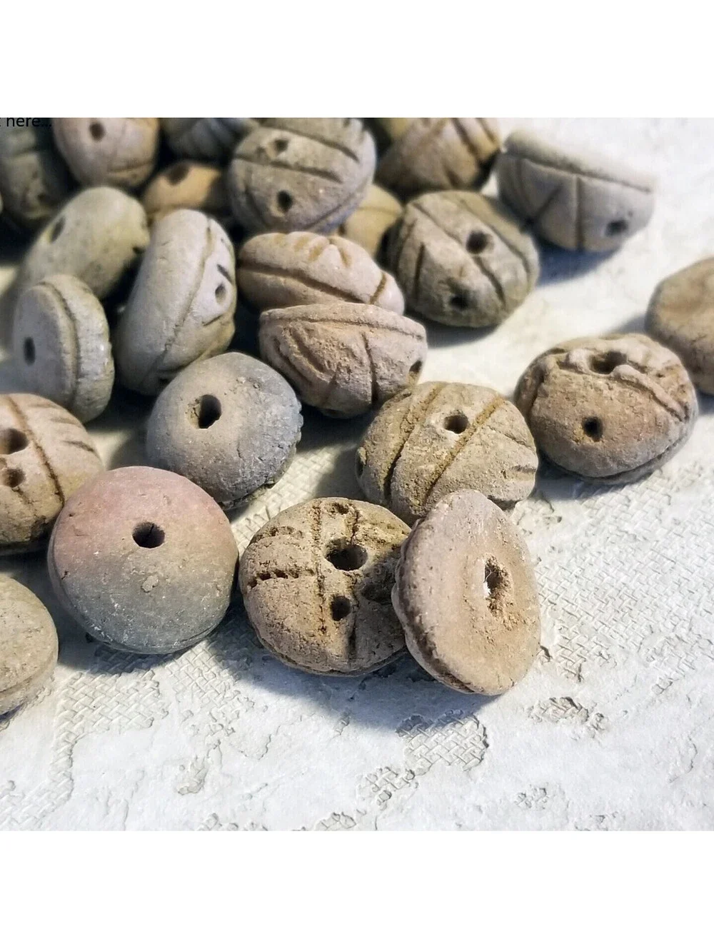 Vintage South American Tribal Terra Cotta Clay Beads Rondelle Assortment 10 pcs